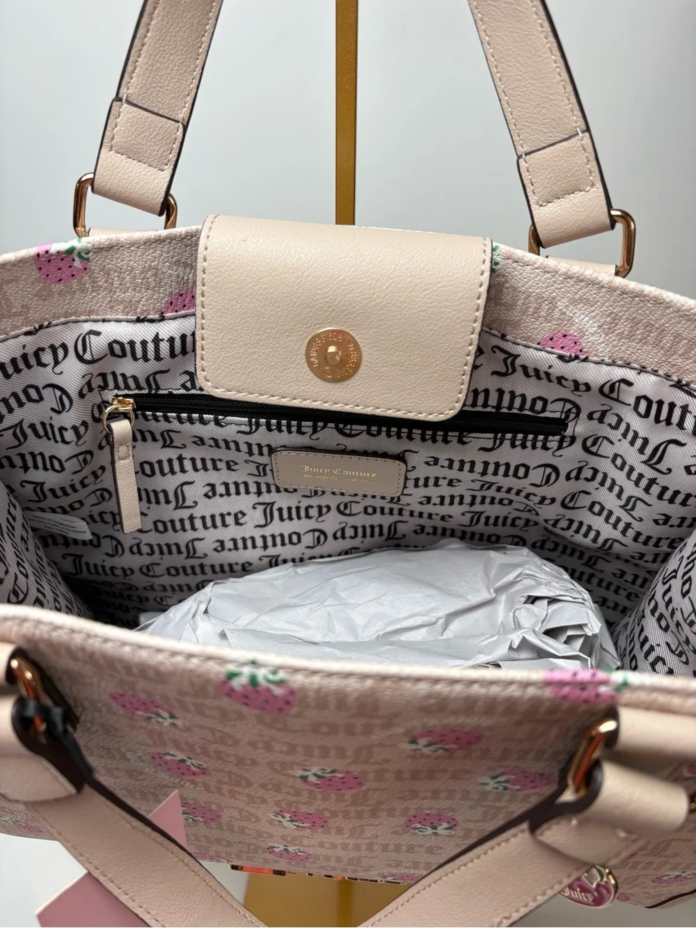 🍓Juicy Couture Berry Sweet Strawberry Tote Bag Sandstone Pink NWT